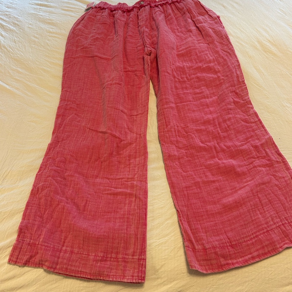Bright Pink Smocked Waist Wide-Leg Pants Sz M NWT - Picture 11 of 16